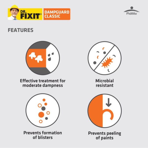 Dr. Fixit Dampguard Classic – 1Kg | Anti-Damp Coating for Internal Walls, Ceilings & RCC Water Tanks | Damp-Proof Sealant for Moisture Protection - Image 6