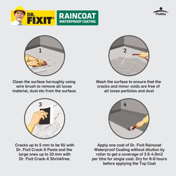 Dr. Fixit Raincoat Select – 10 Litre | White Exterior Wall Waterproofing Coating | 1000+ Shades | No Dilution | Single Coat Elastomeric Topcoat with 10-Year Protection - Image 5