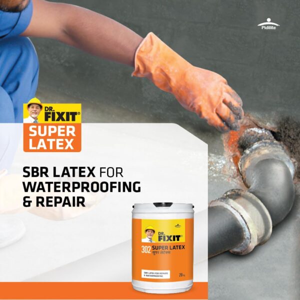 Dr. Fixit 302 SBR Latex 1kg (Grey) – High-Bond Waterproofing & Repair Solution for Roofs, Terraces, Bathrooms & Toilets | Strong Adhesion to Concrete, Plaster & Masonry - Image 4
