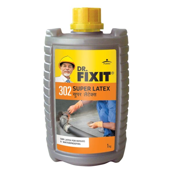 Dr. Fixit 302 Super Latex SBR Latex for Waterproofing and Concrete Repairs 1kg Grey Container