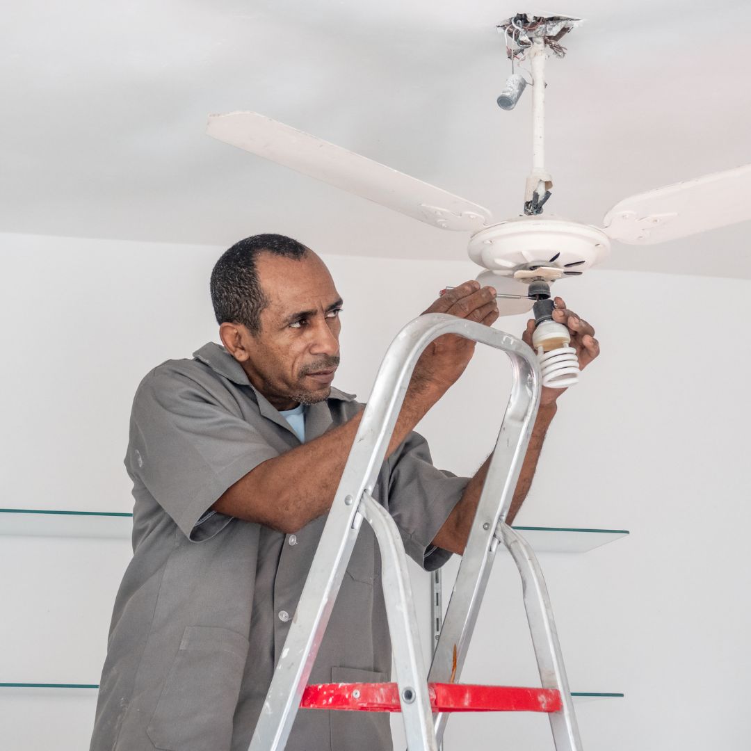 Certified electrician working on residential electrical installation